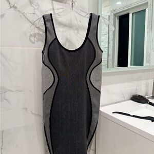 Black & Gray Sculpting Tank Dress